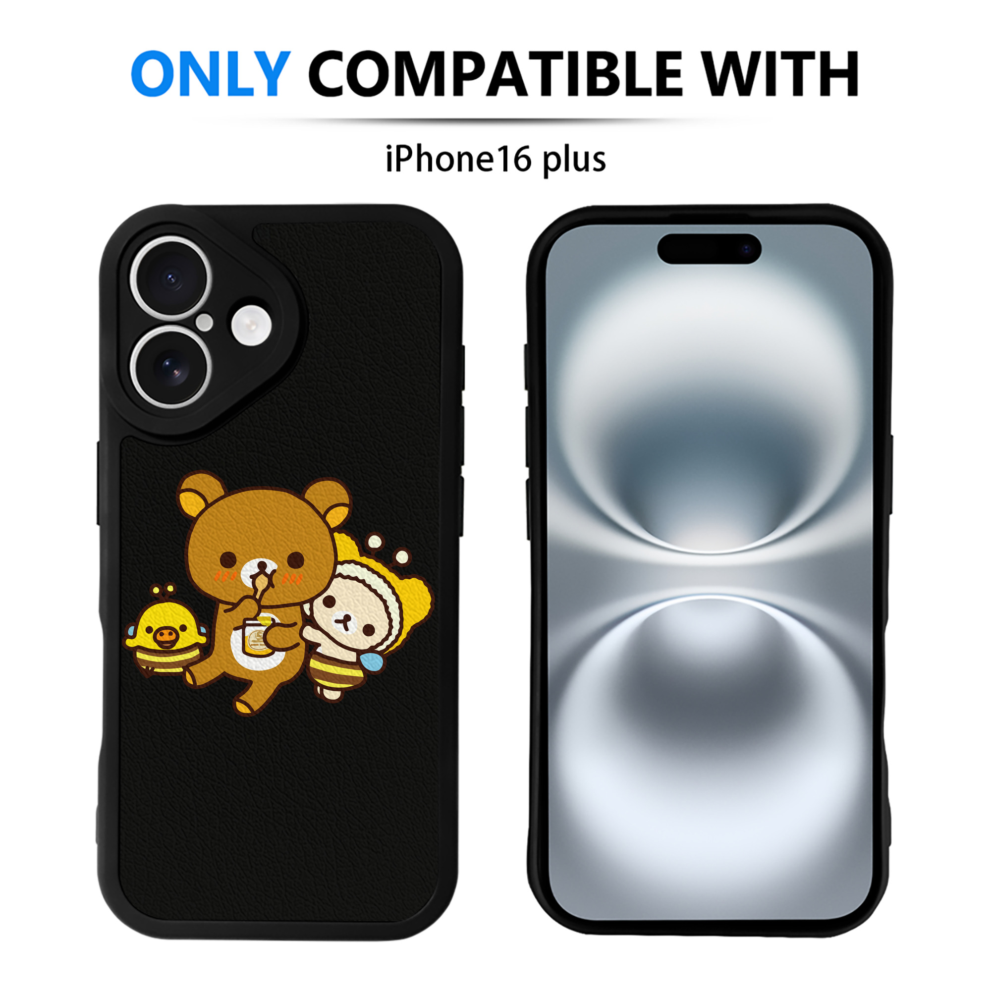 （画像用） リラックマ リラックマ キイロイトリ Rilakkuma Korilakkuma Kiiroitori 【iPhone 16シリーズ対応】シリコンスマホケース（レザー調） 材質：シリコン